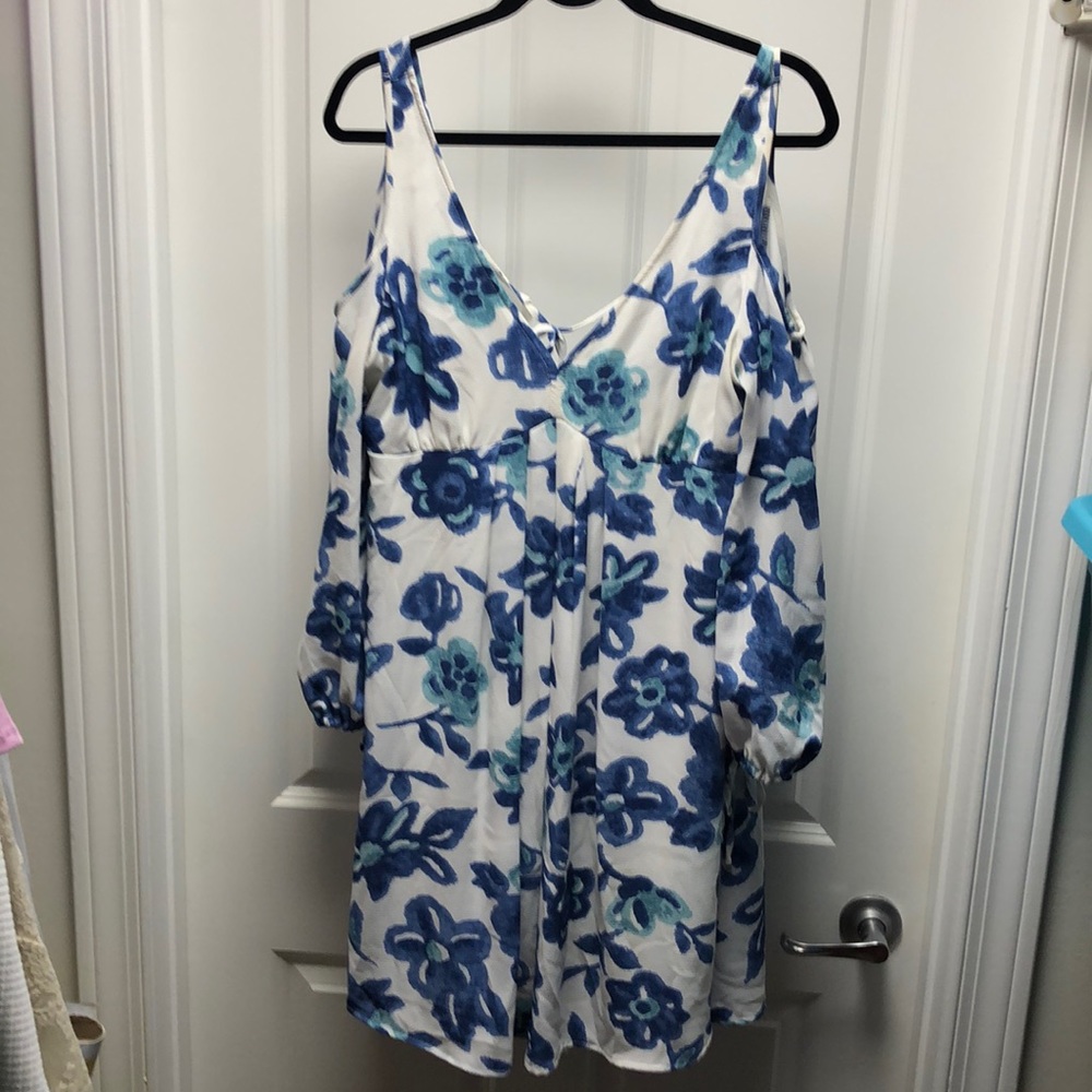 Blue floral baby doll dress